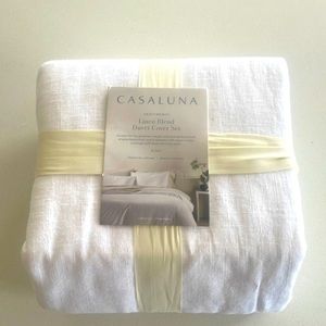 New Casa Luna Linen Blend Duvet Cover Set King Color Snow White